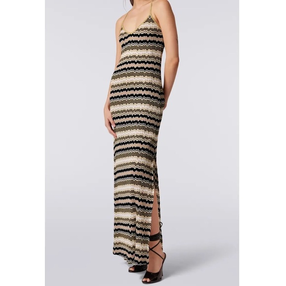 Missoni gold chevron v neck maxi dress - Picture 3 of 15